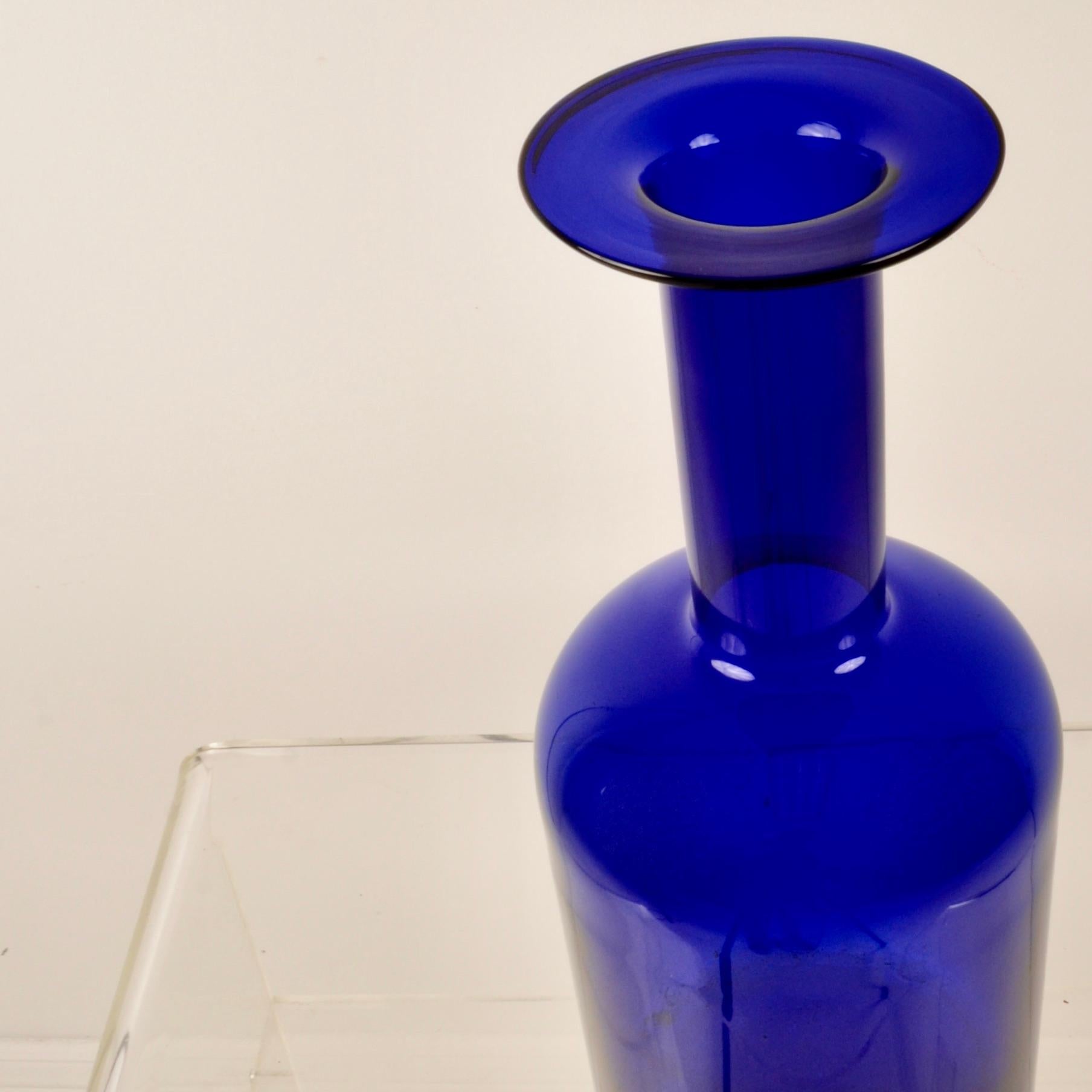 Mid-Century Modern Otto Brauer Cobolt Blue Glass Vase for Holmegaard, Denmark, 1960s