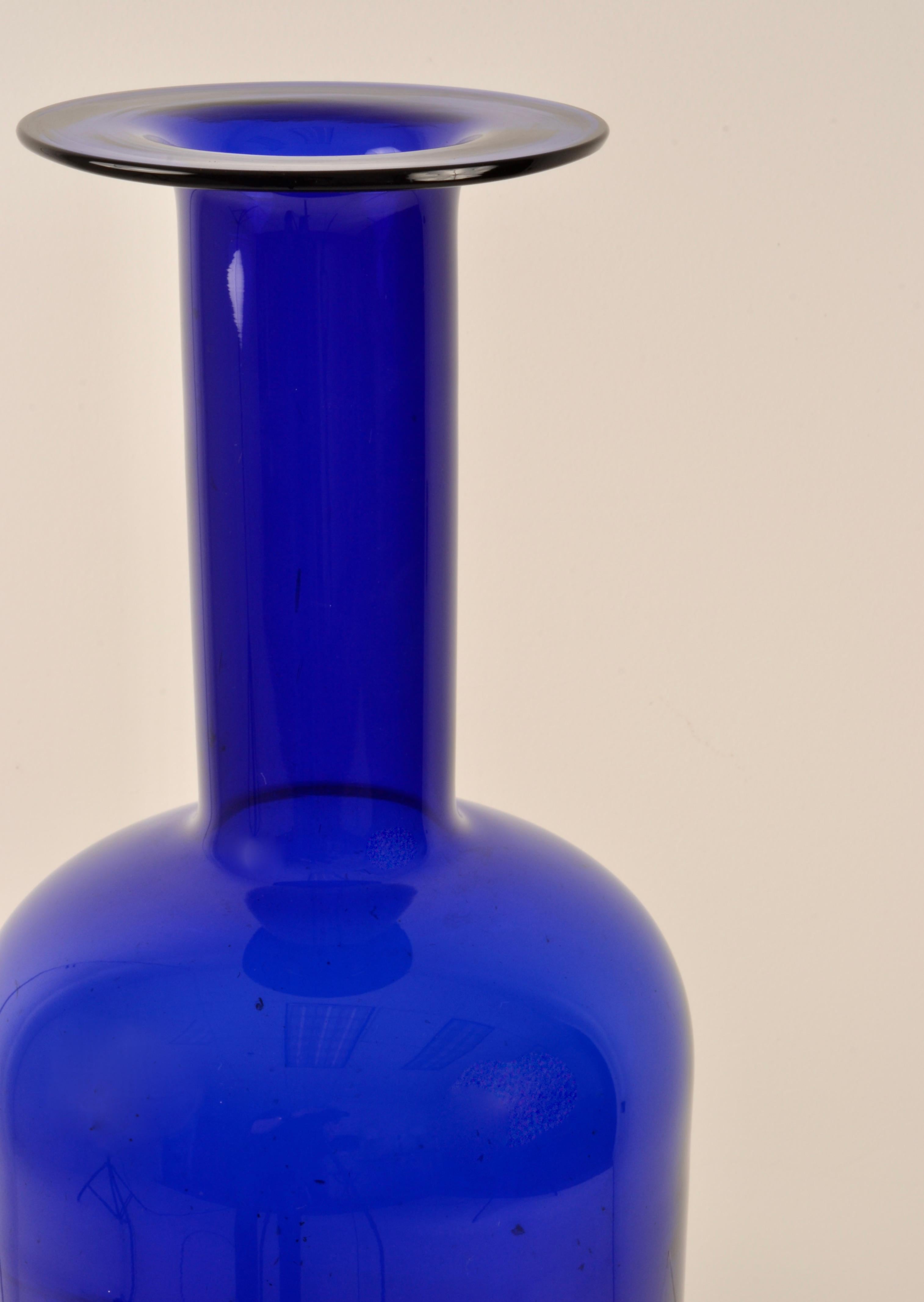 Otto Brauer Cobolt Blue Glass Vase for Holmegaard, Denmark, 1960s In Good Condition In Norwalk, CT