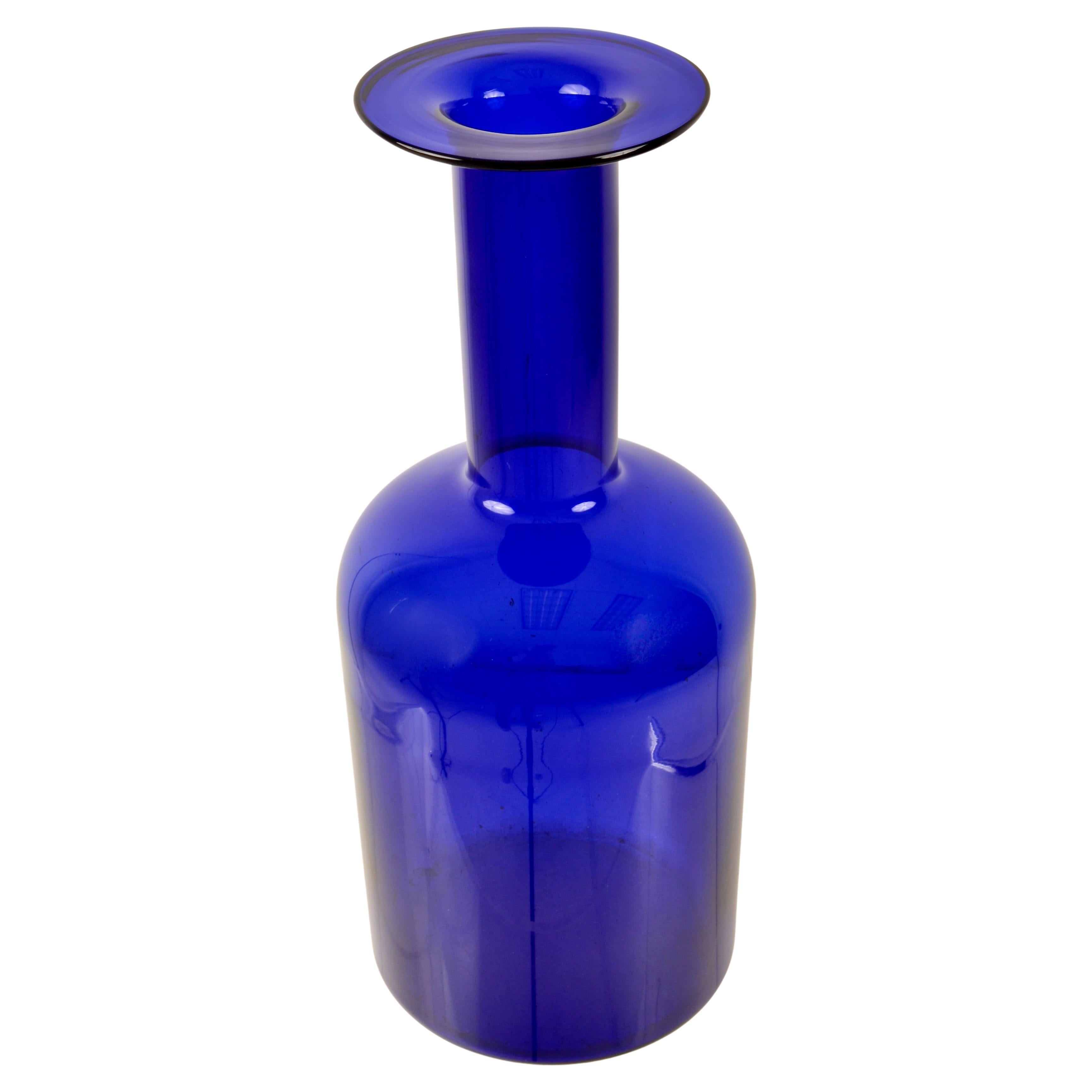 Otto Brauer Cobolt Blue Glass Vase for Holmegaard, Denmark, 1960s