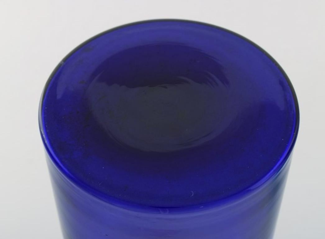 Otto Brauer for Holmegaard. Bottle in Blue Art Glass with Blue Ball In Excellent Condition For Sale In Copenhagen, DK