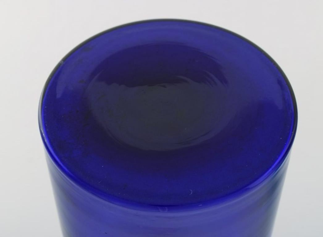 Scandinavian Modern Otto Brauer for Holmegaard. Bottle in Blue Art Glass with Blue Ball For Sale