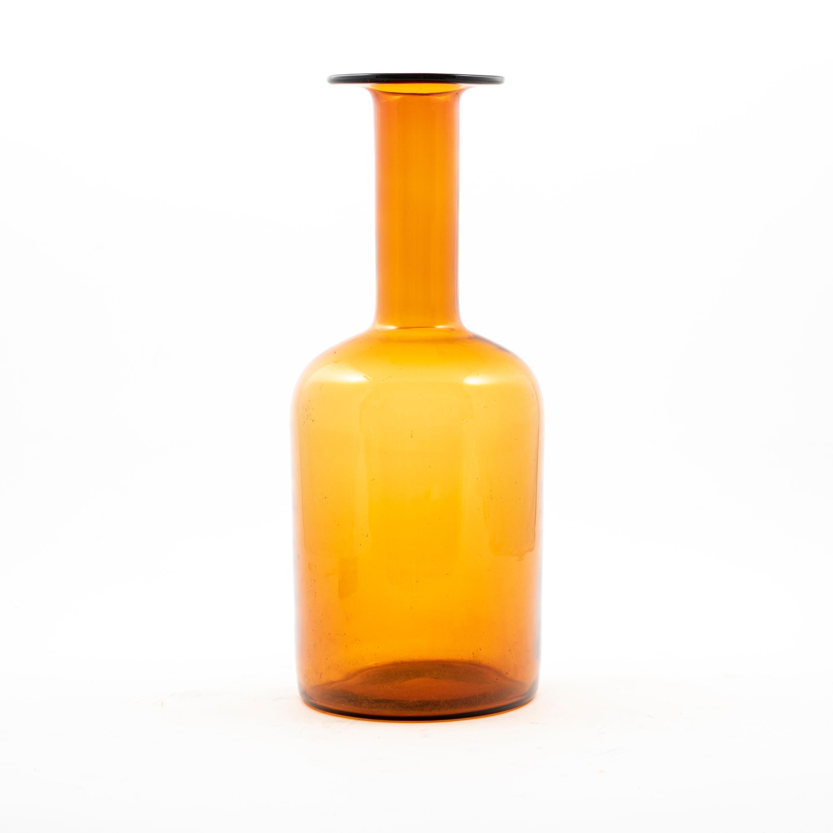 Modern Otto Brauer for Holmegaard Bottle Shaped Vase In Amber Colored 