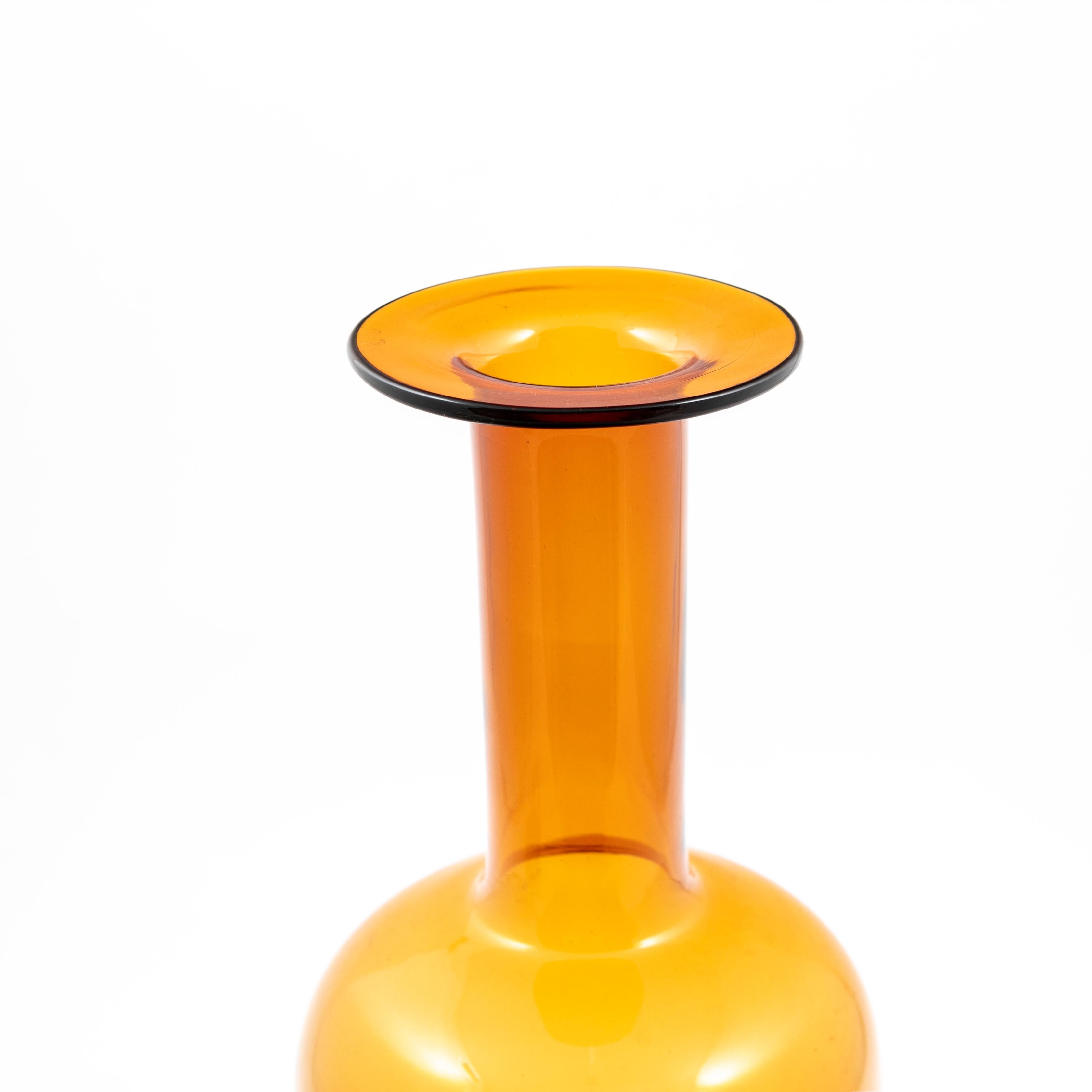 Danish Otto Brauer for Holmegaard Bottle Shaped Vase In Amber Colored 