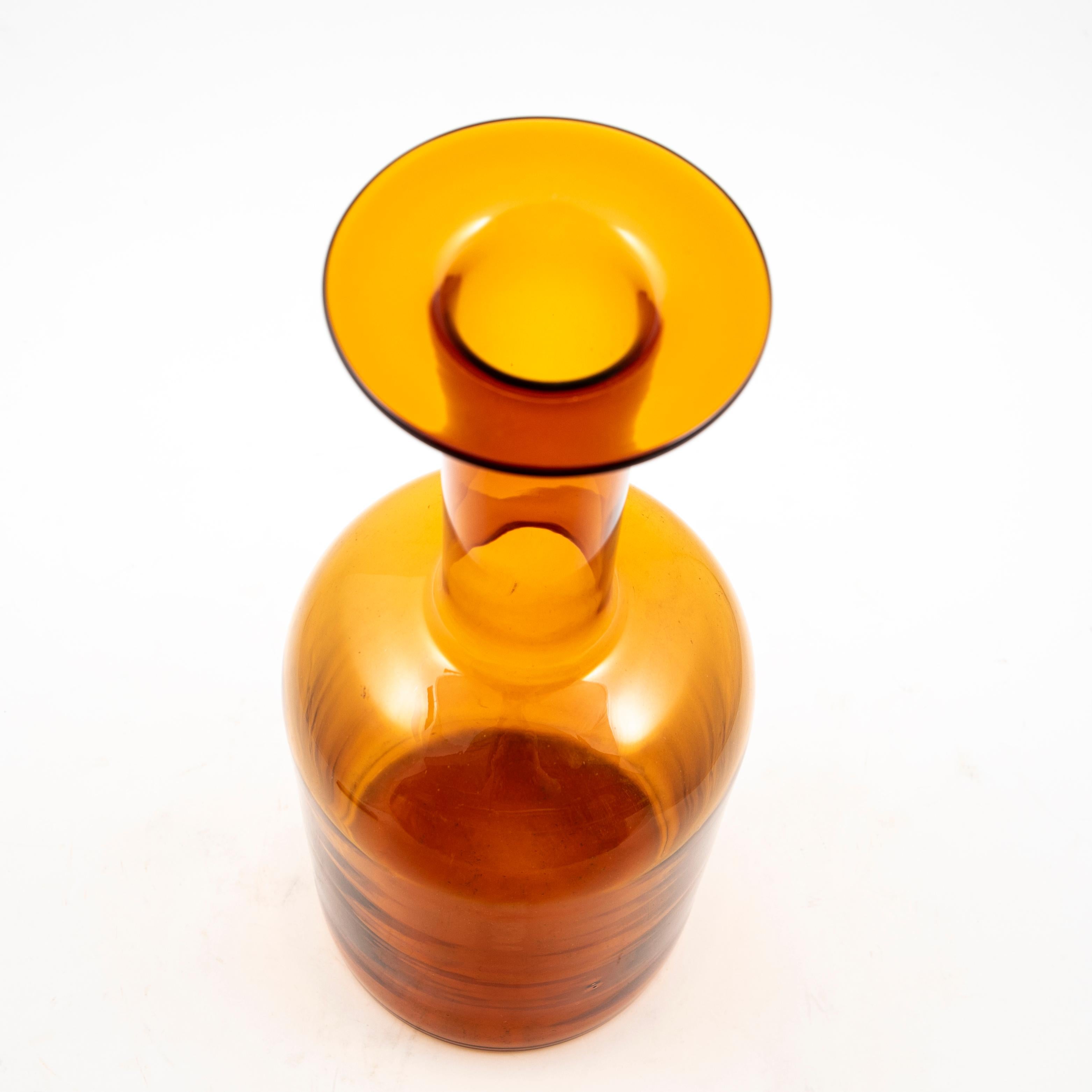 20th Century Otto Brauer for Holmegaard Bottle Shaped Vase In Amber Colored 