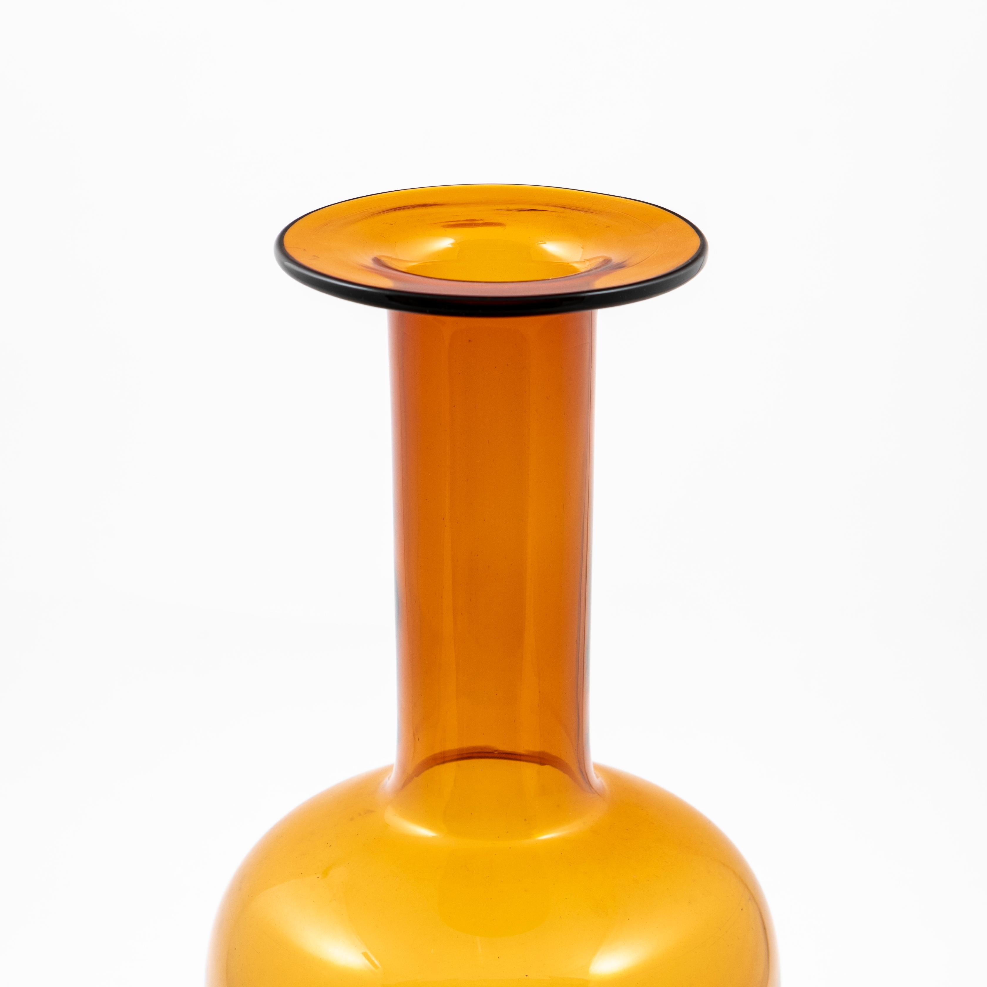Otto Brauer for Holmegaard Bottle Shaped Vase In Amber Colored  2