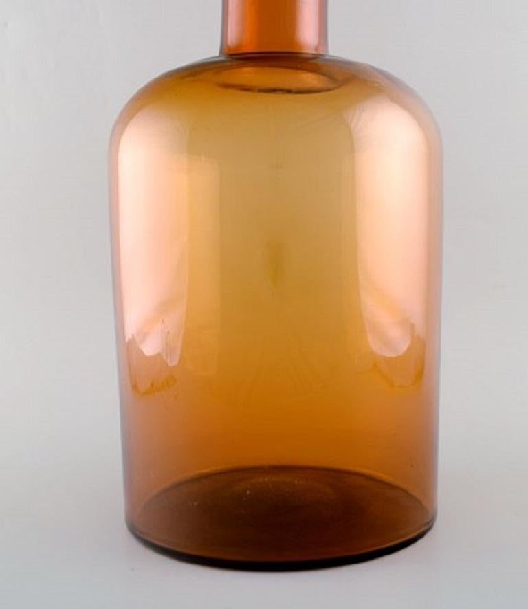 Scandinavian Modern Otto Brauer for Holmegaard, Colossal Vase/Bottle, Brown Art Glass with Blue Ball