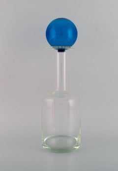 Otto Brauer for Holmegaard, Four Large Bottles in Mouth-Blown Art Glass