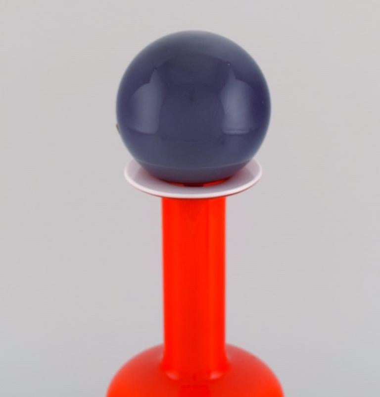 20th Century Otto Brauer for Holmegaard, Four Large Bottles in Mouth-Blown Art Glass For Sale