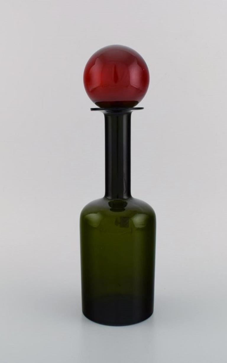 Otto Brauer for Holmegaard, Four Large Bottles in Mouth-Blown Art Glass For Sale 1
