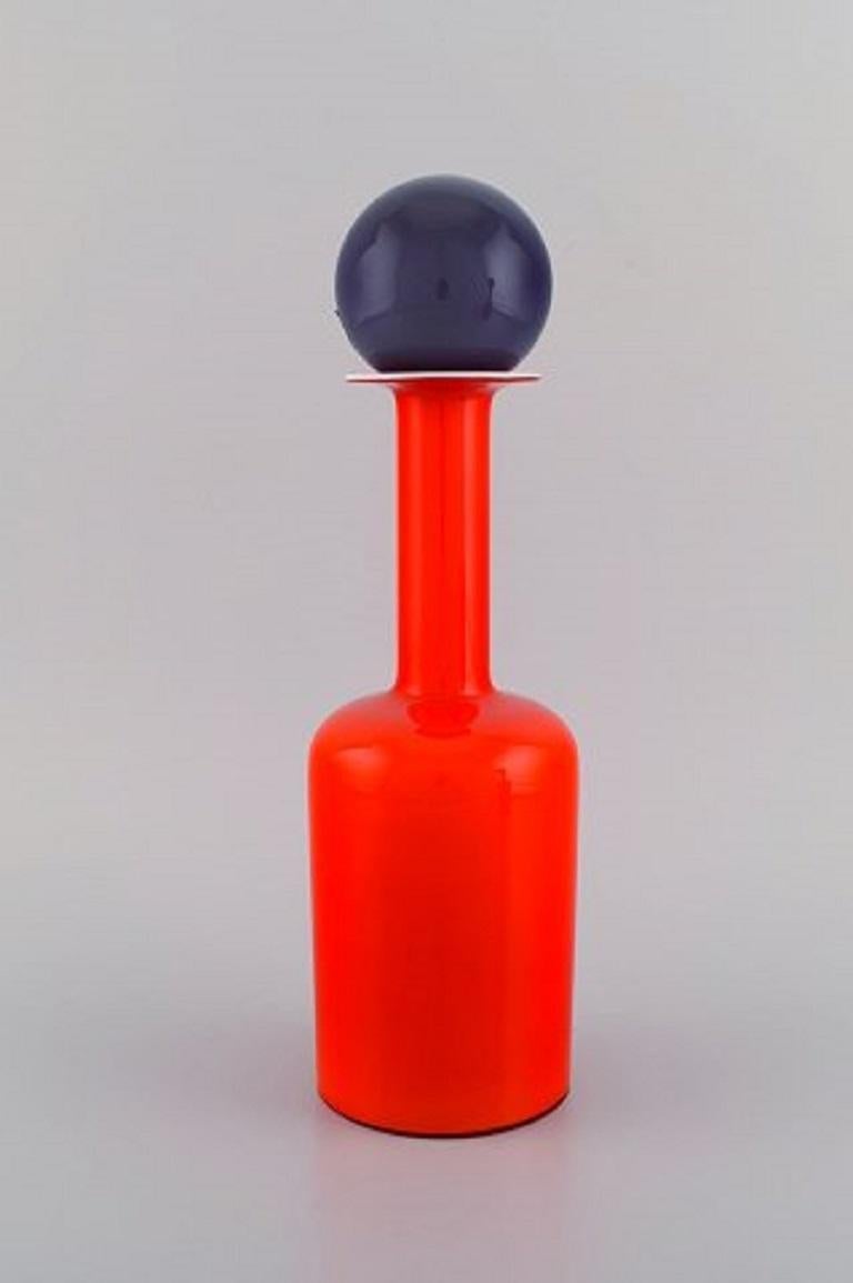 Otto Brauer for Holmegaard, Four Large Vases / Bottles in Mouth-Blown Art Glass In Excellent Condition In Copenhagen, DK