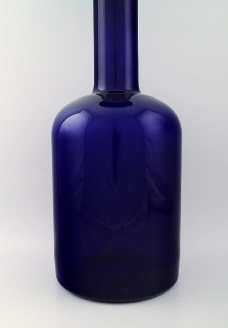 Scandinavian Modern Otto Brauer for Holmegaard, Giant Vase / Bottle in Blue Art Glass with Blue Ball