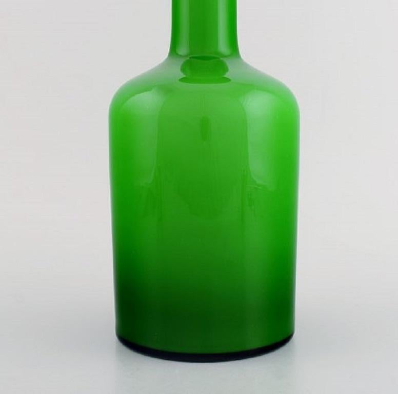 Scandinavian Modern Otto Brauer for Holmegaard, Large Rare Vase / Bottle in Light Green Art Glass