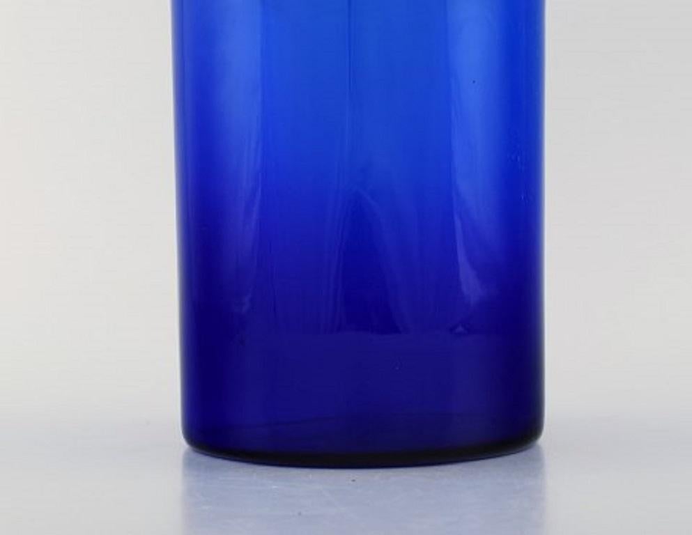 Scandinavian Modern Otto Brauer for Holmegaard, Large Vase / Bottle in Blue Art Glass, 1960s