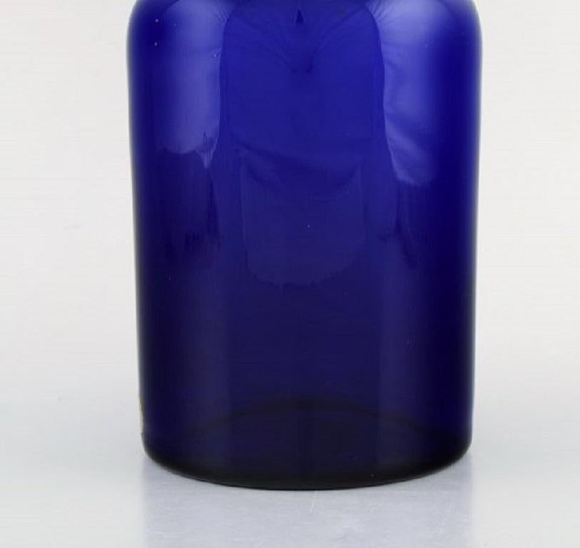 Scandinavian Modern Otto Brauer for Holmegaard, Large Vase / Bottle in Blue Art Glass