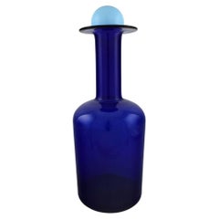 Vintage Otto Brauer for Holmegaard Large Vase / Bottle in Blue Art Glass