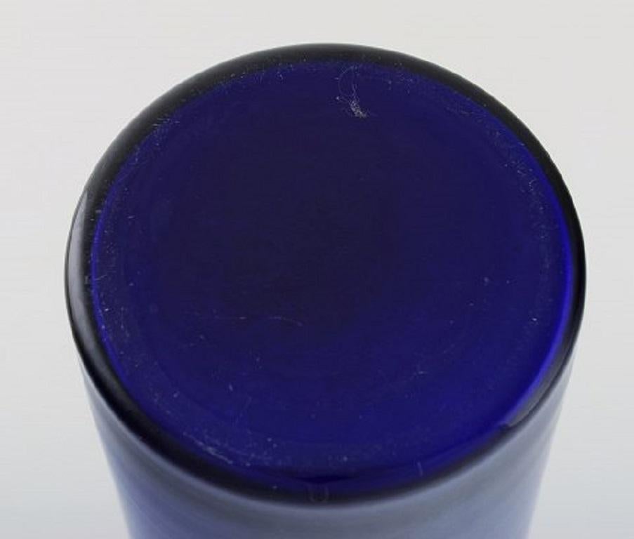 Otto Brauer for Holmegaard, Large Vase / Bottle in Blue Art Glass with Blue Ball In Excellent Condition In Copenhagen, DK