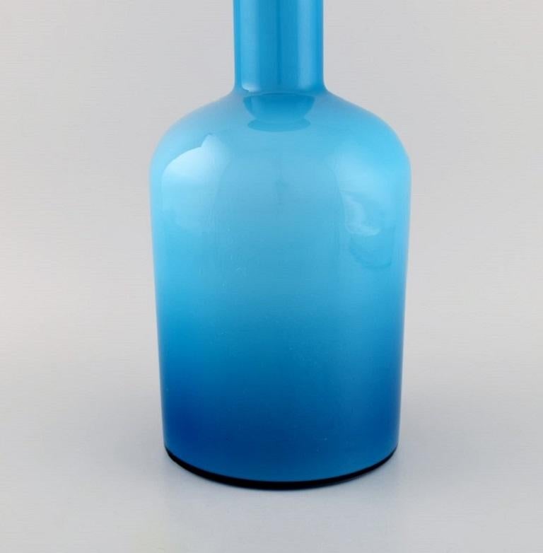 Danish Otto Brauer for Holmegaard, Large Vase/Bottle in Blue Art Glass with Yellow Ball