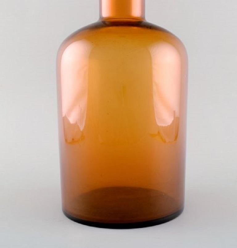 Scandinavian Modern Otto Brauer for Holmegaard, Large Vase / Bottle in Light Brown Art Glass, 1960s