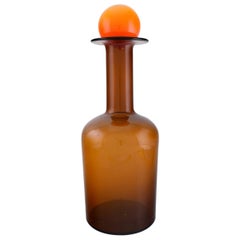 Vintage Otto Brauer for Holmegaard. Large Vase / Bottle in Light Brown Art Glass