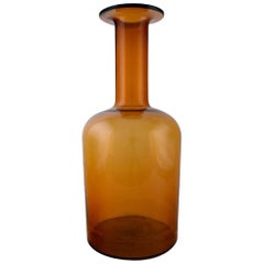 Otto Brauer for Holmegaard, Large Vase / Bottle in Orange / Brown Art Glass
