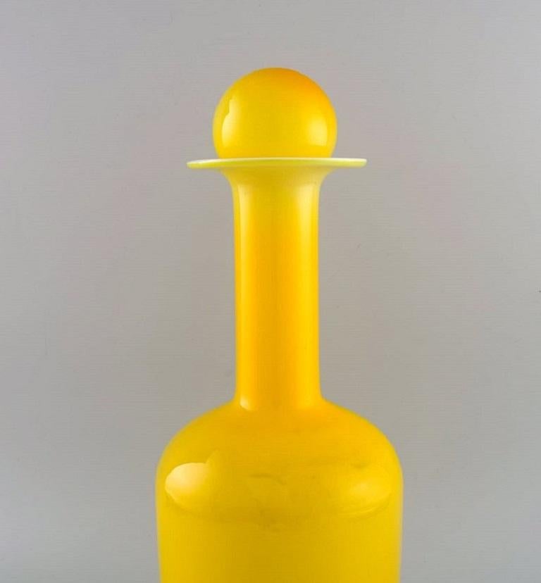 Danish Otto Brauer for Holmegaard, Large Vase / Bottle in Yellow Art Glass, 1960s