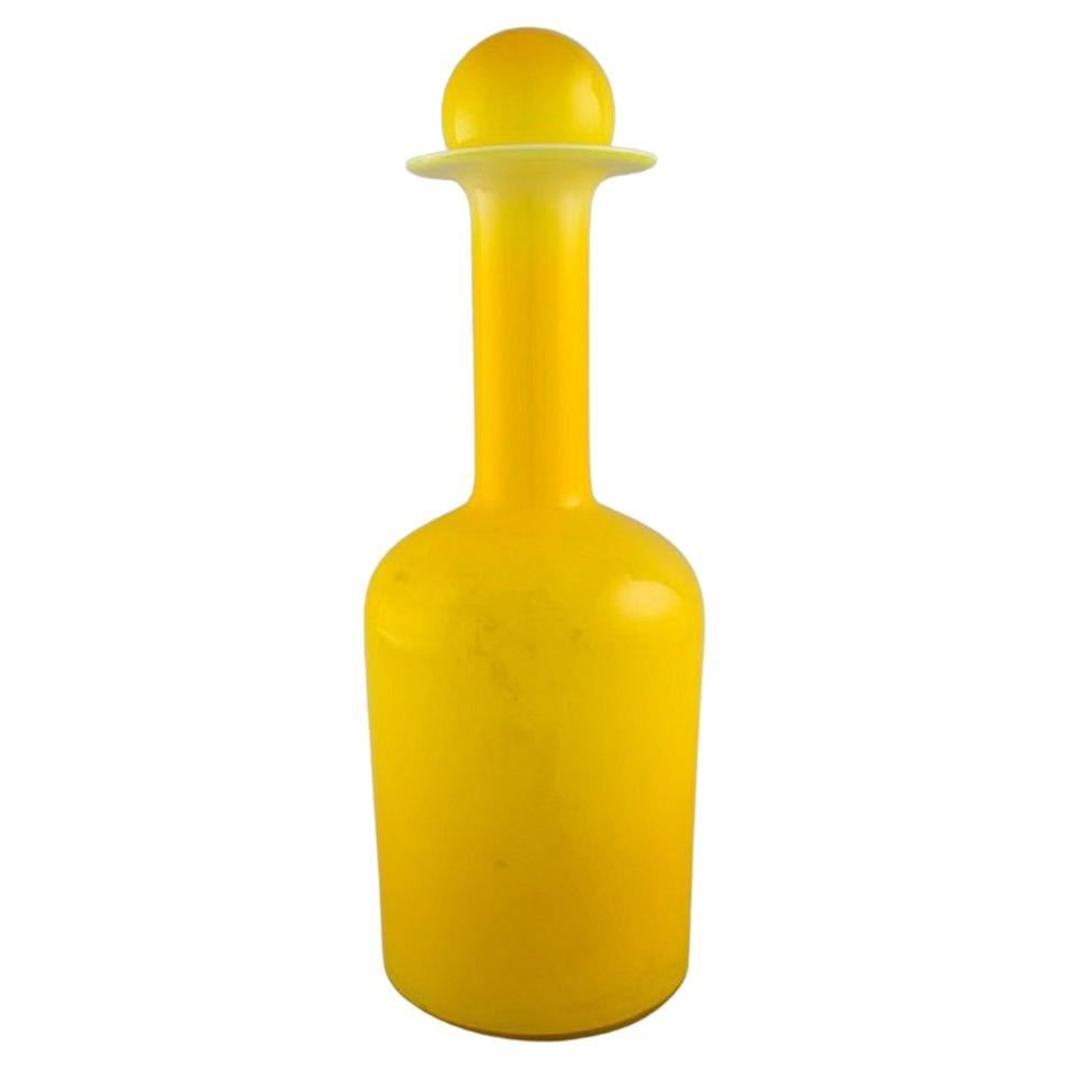 Otto Brauer for Holmegaard, Large Vase / Bottle in Yellow Art Glass, 1960s