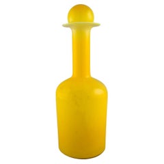 Otto Brauer for Holmegaard, Large Vase / Bottle in Yellow Art Glass, 1960s