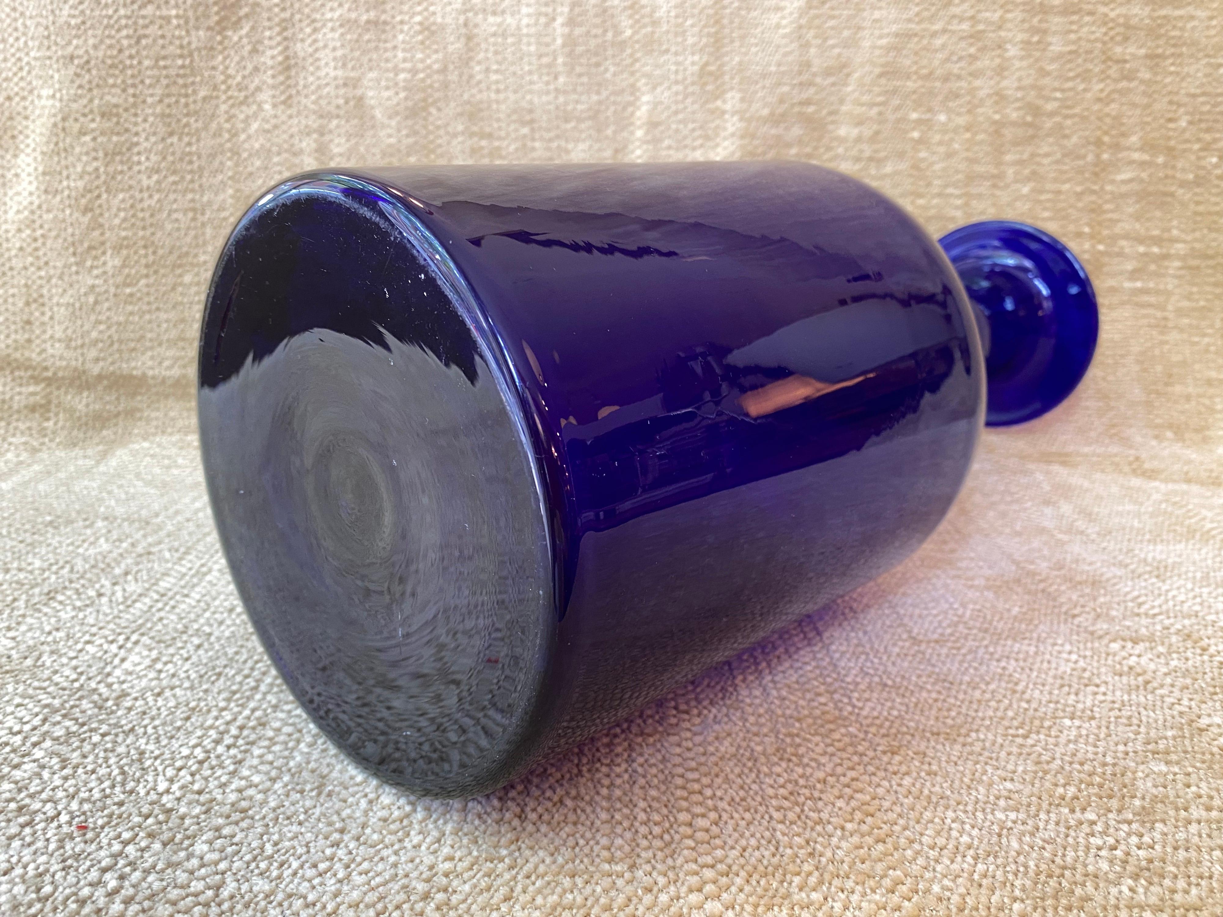 Danish Otto Brauer for Holmegaard Tall Cobalt Glass Vase For Sale