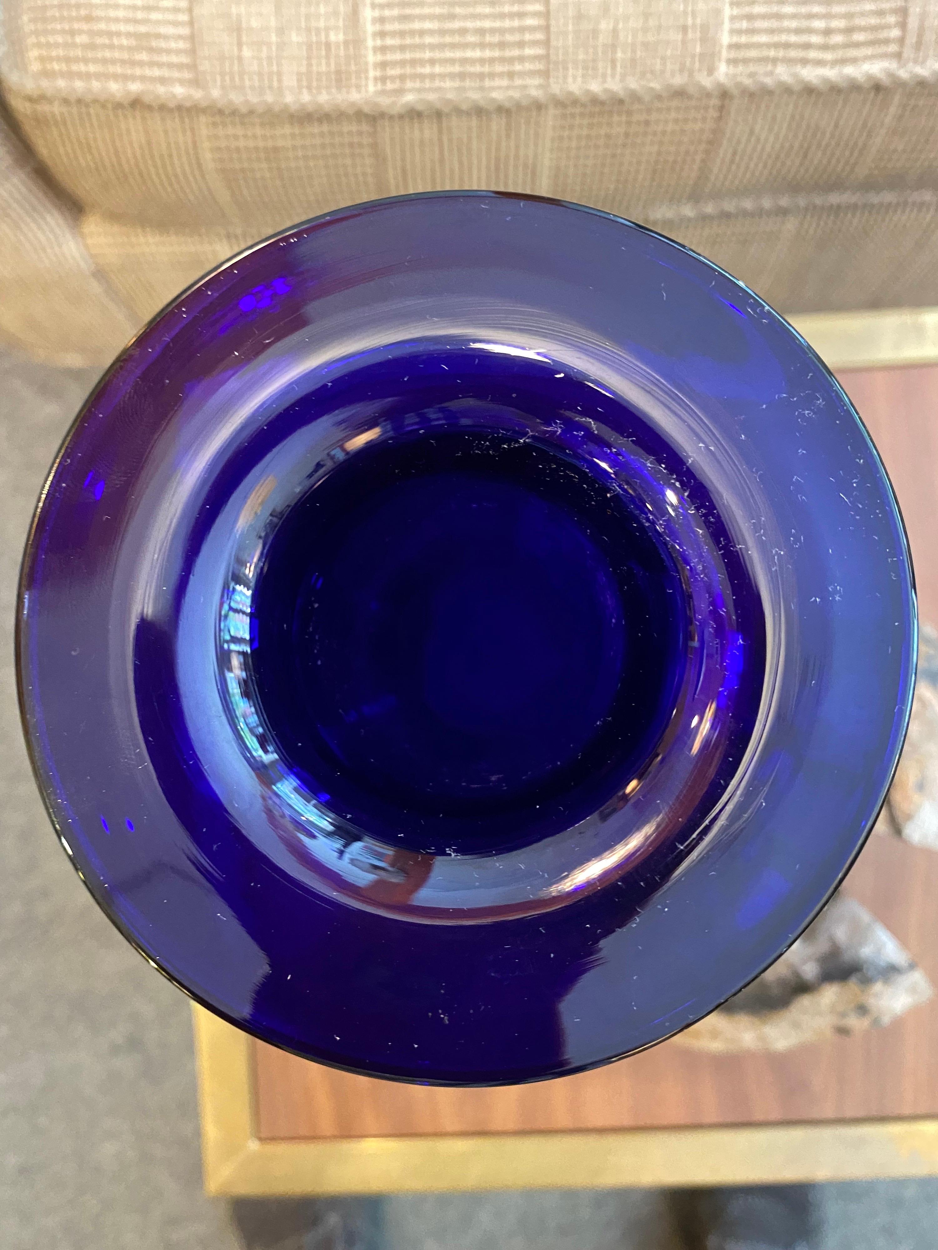 Mid-20th Century Otto Brauer for Holmegaard Tall Cobalt Glass Vase For Sale