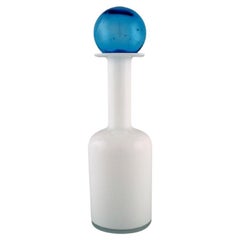 Otto Brauer for Holmegaard, Vase / Bottle in White Mouth-Blown Art Glass