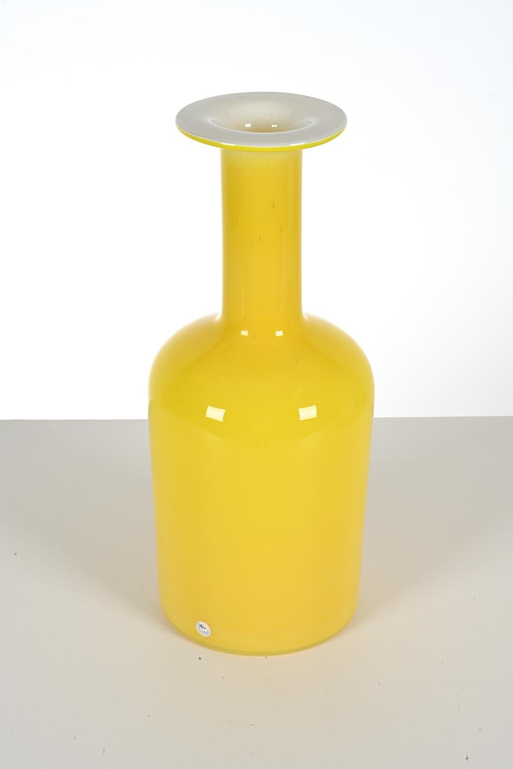 20th Century Otto Brauer for Holmegaard Yellow Cased Glass Vase, Large Size For Sale