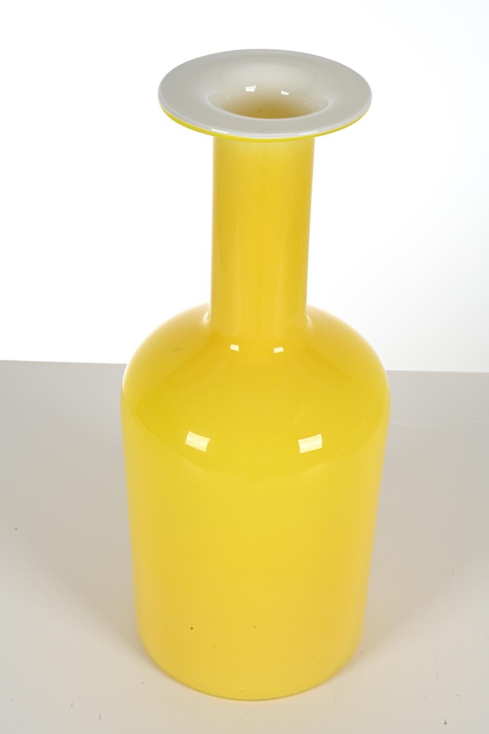 Otto Brauer for Holmegaard Yellow Cased Glass Vase, Large Size For Sale 1