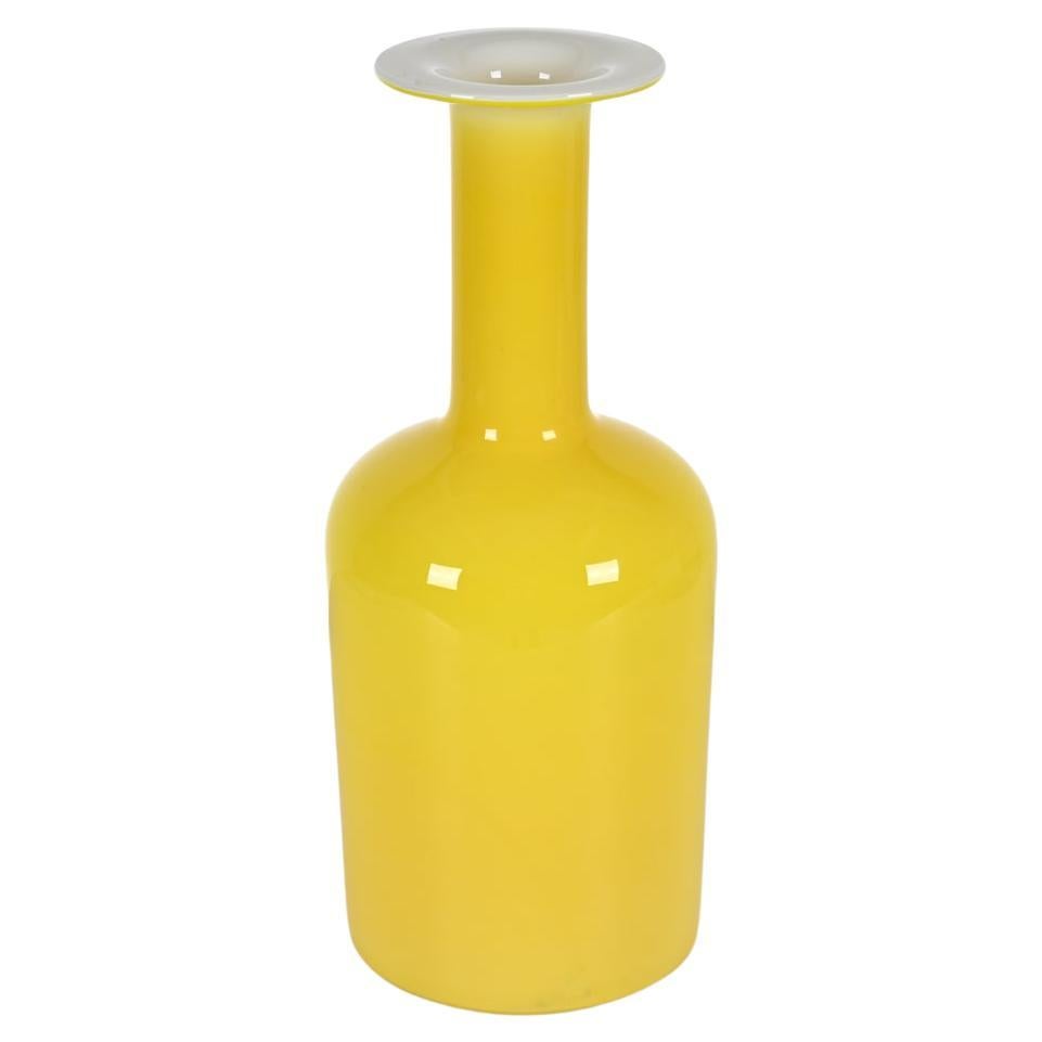 Otto Brauer for Holmegaard Yellow Cased Glass Vase, Large Size For Sale