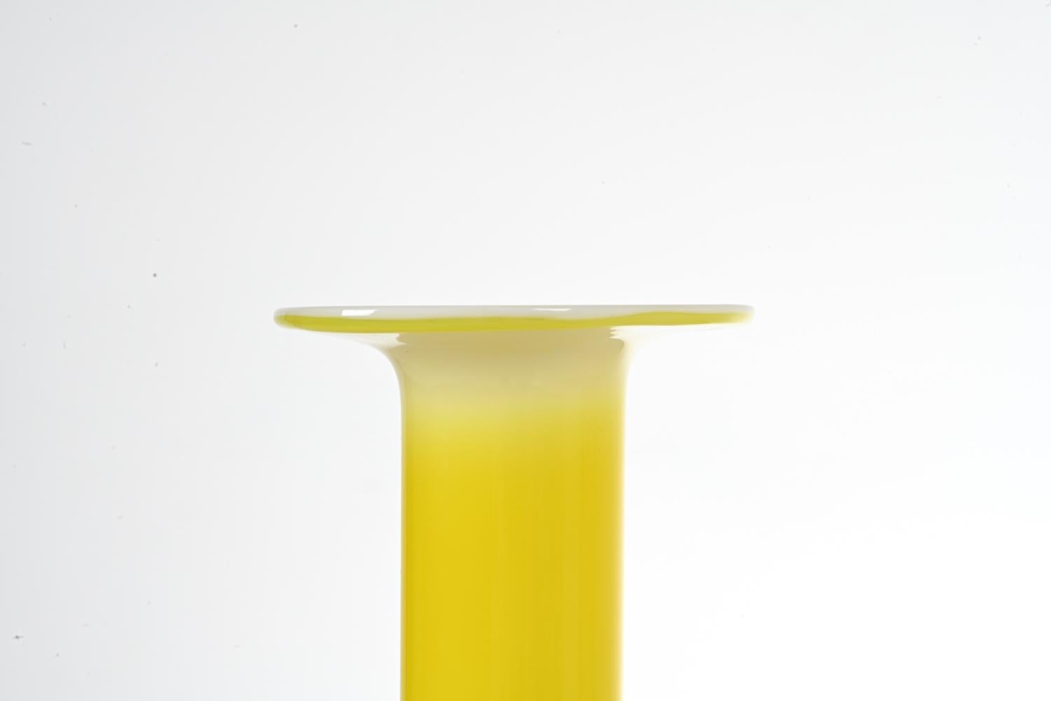 Otto Brauer for Holmegaard Yellow Cased Glass Vase, Medium Size For Sale 5