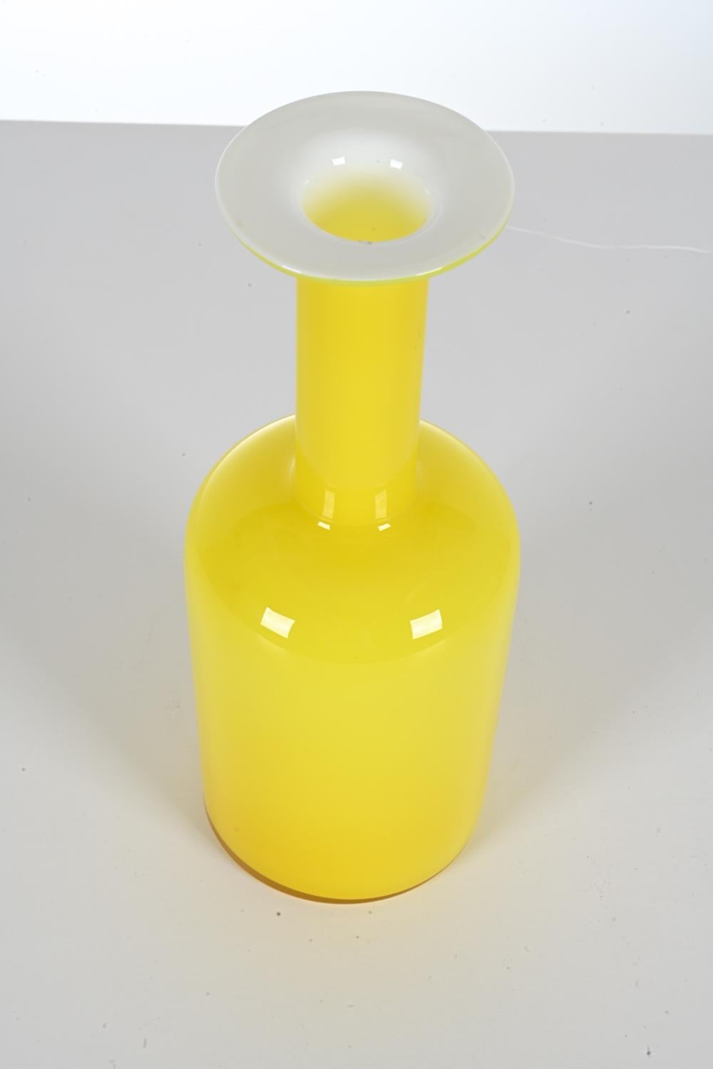 Mid-Century Modern Otto Brauer for Holmegaard Yellow Cased Glass Vase, Medium Size For Sale