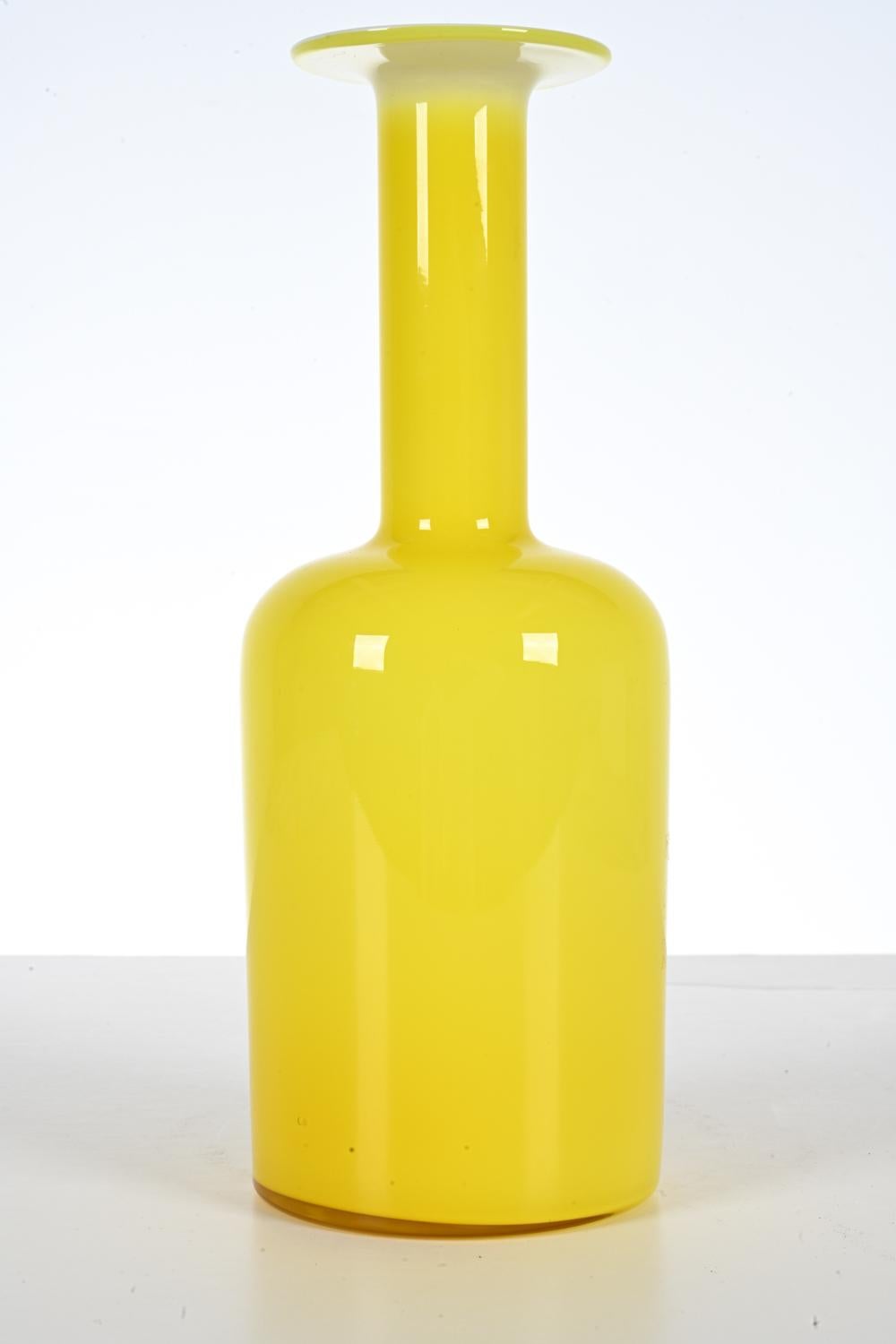 Danish Otto Brauer for Holmegaard Yellow Cased Glass Vase, Medium Size For Sale