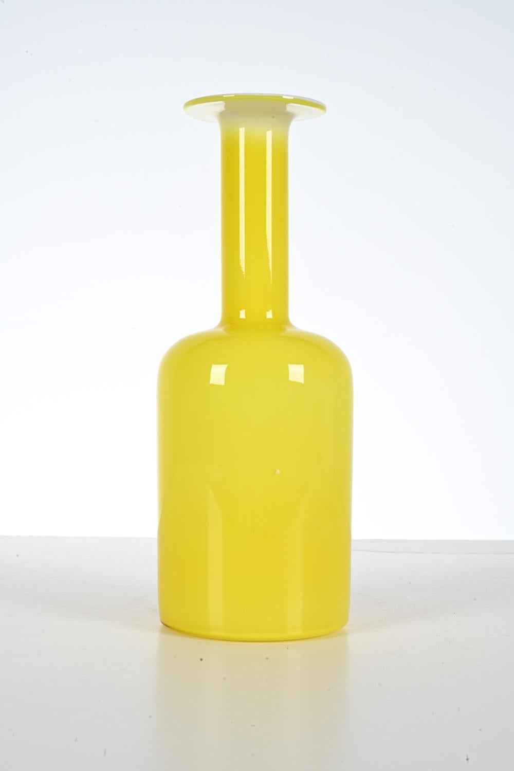 20th Century Otto Brauer for Holmegaard Yellow Cased Glass Vase, Medium Size