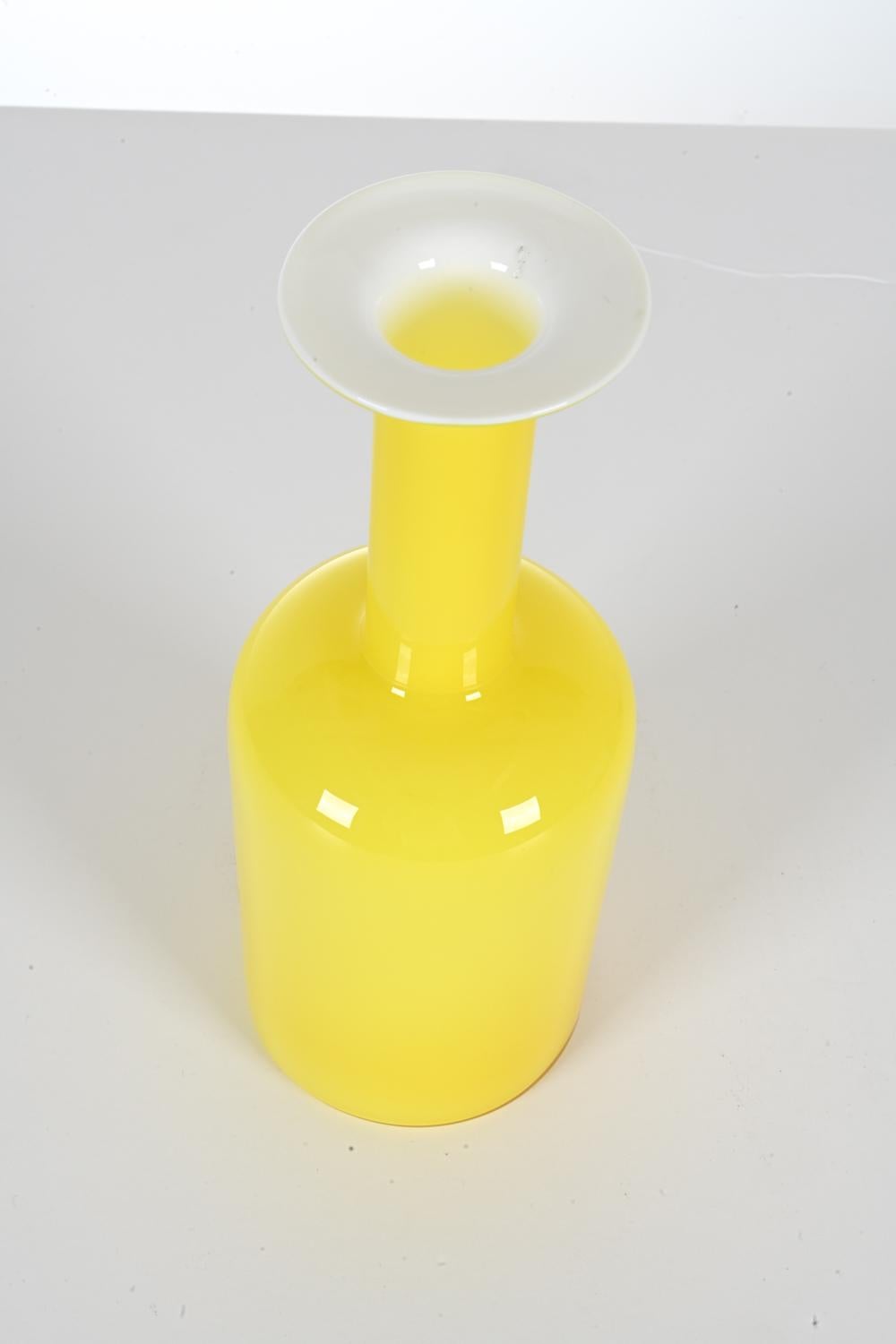 Otto Brauer for Holmegaard Yellow Cased Glass Vase, Medium Size For Sale 1