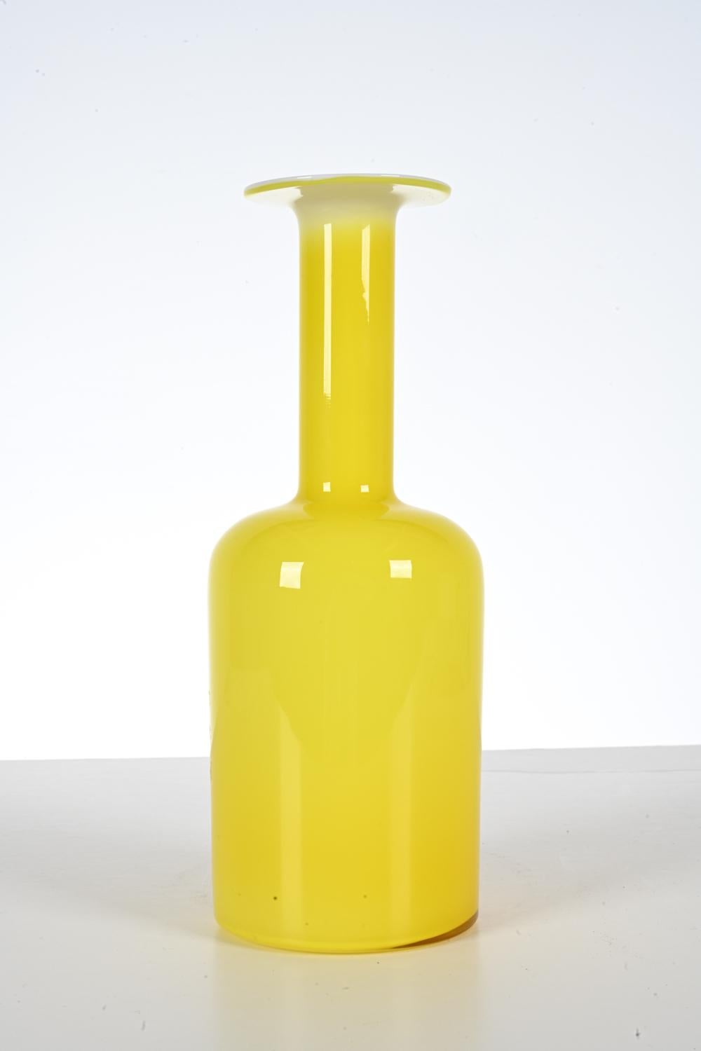 Otto Brauer for Holmegaard Yellow Cased Glass Vase, Medium Size For Sale 2