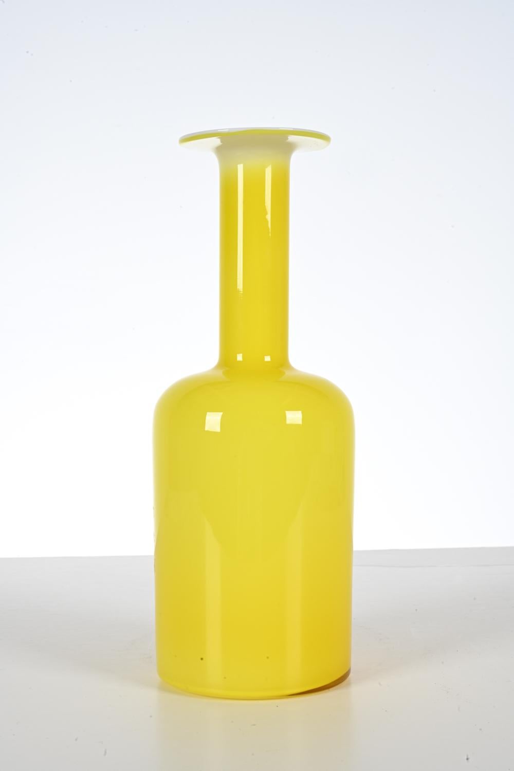 Otto Brauer for Holmegaard Yellow Cased Glass Vase, Medium Size 2