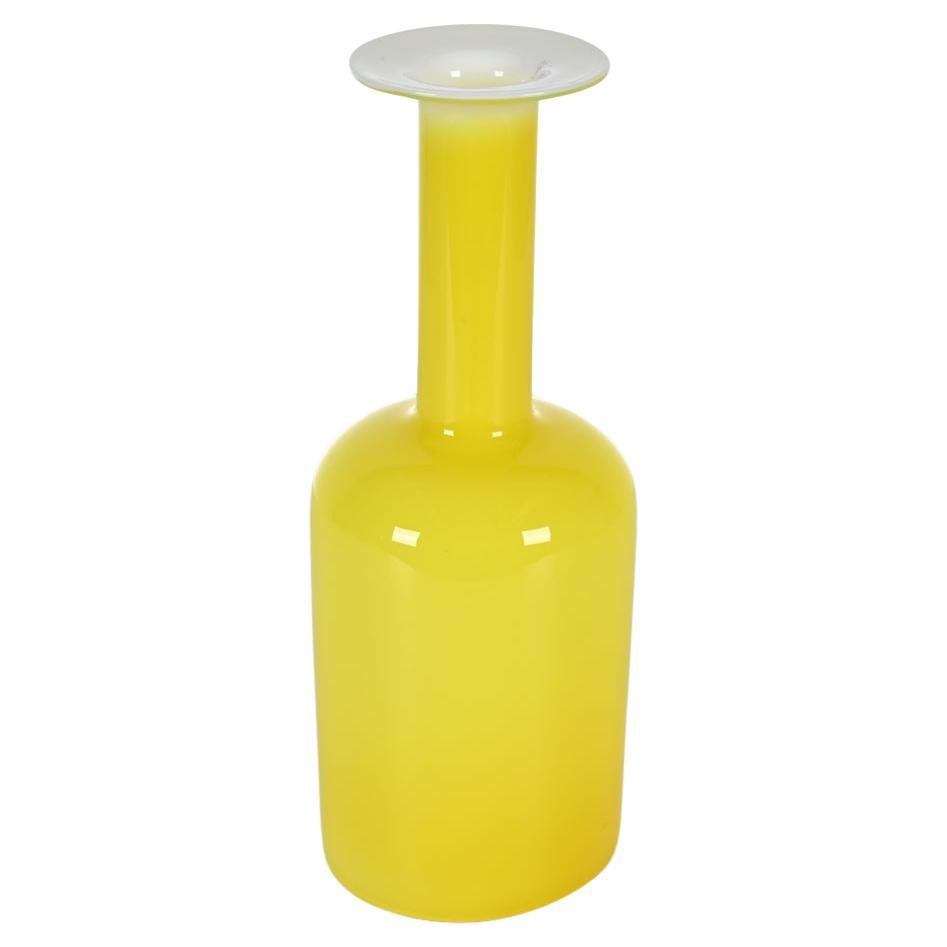 Otto Brauer for Holmegaard Yellow Cased Glass Vase, Medium Size For Sale