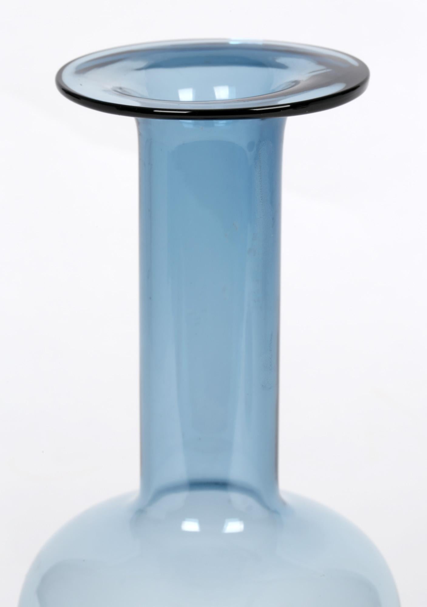 Blown Glass Otto Brauer for Kastrup Holmegaard Danish Light Blue Gulvase