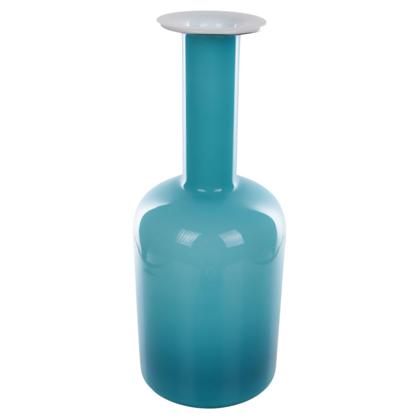 Otto Brauer for Kastrup Holmegaard, Light Blue Bottle Vase "Gulvvase"