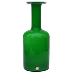 Otto Brauer Kastrup Holmegaard Jarrón blanco verde moderno danés de los años 60 con etiqueta