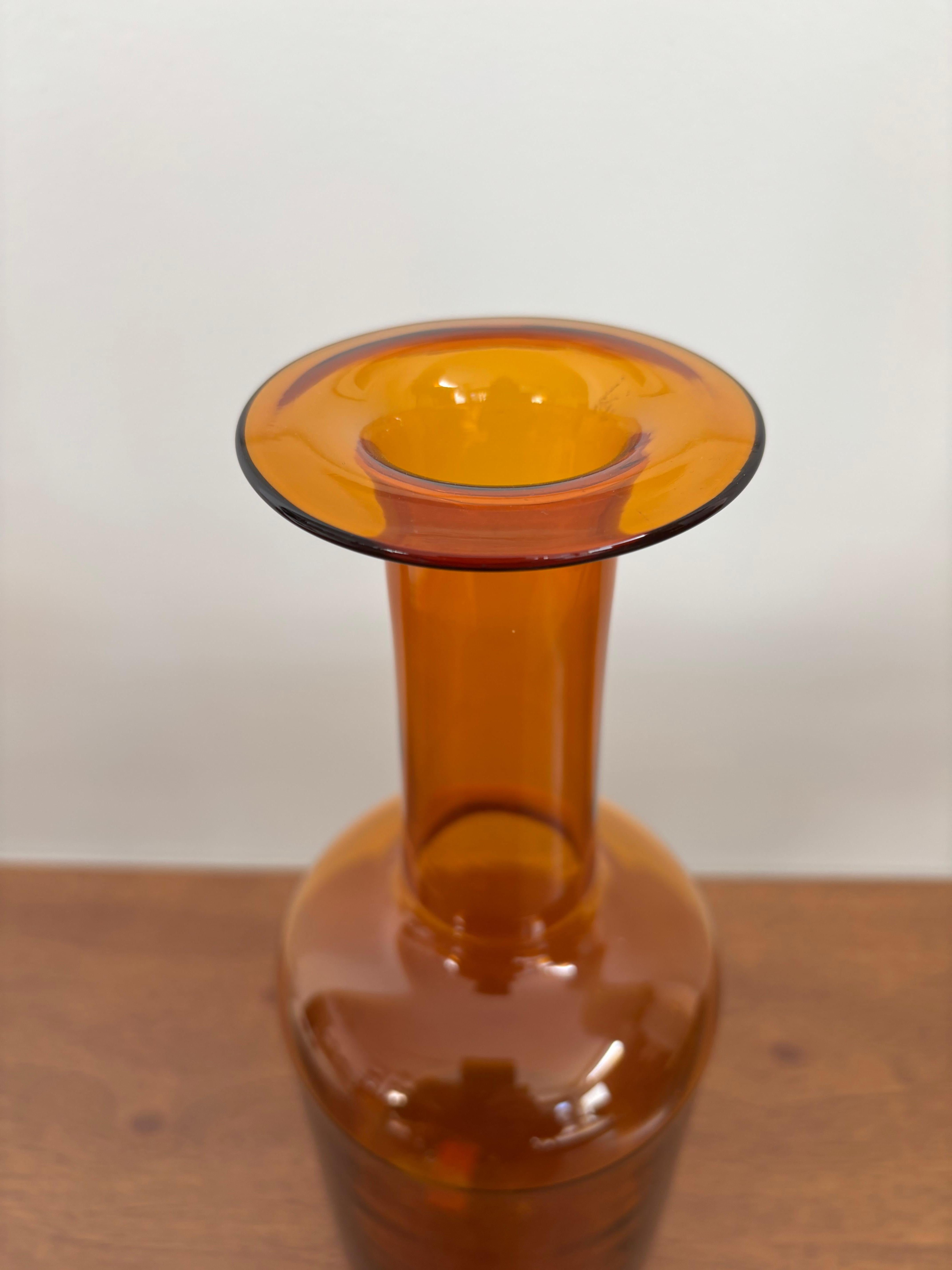 Mid-20th Century Otto Brauer Scandinavian Yellow Glass Vase Bottle for Holmegaard, 1960s