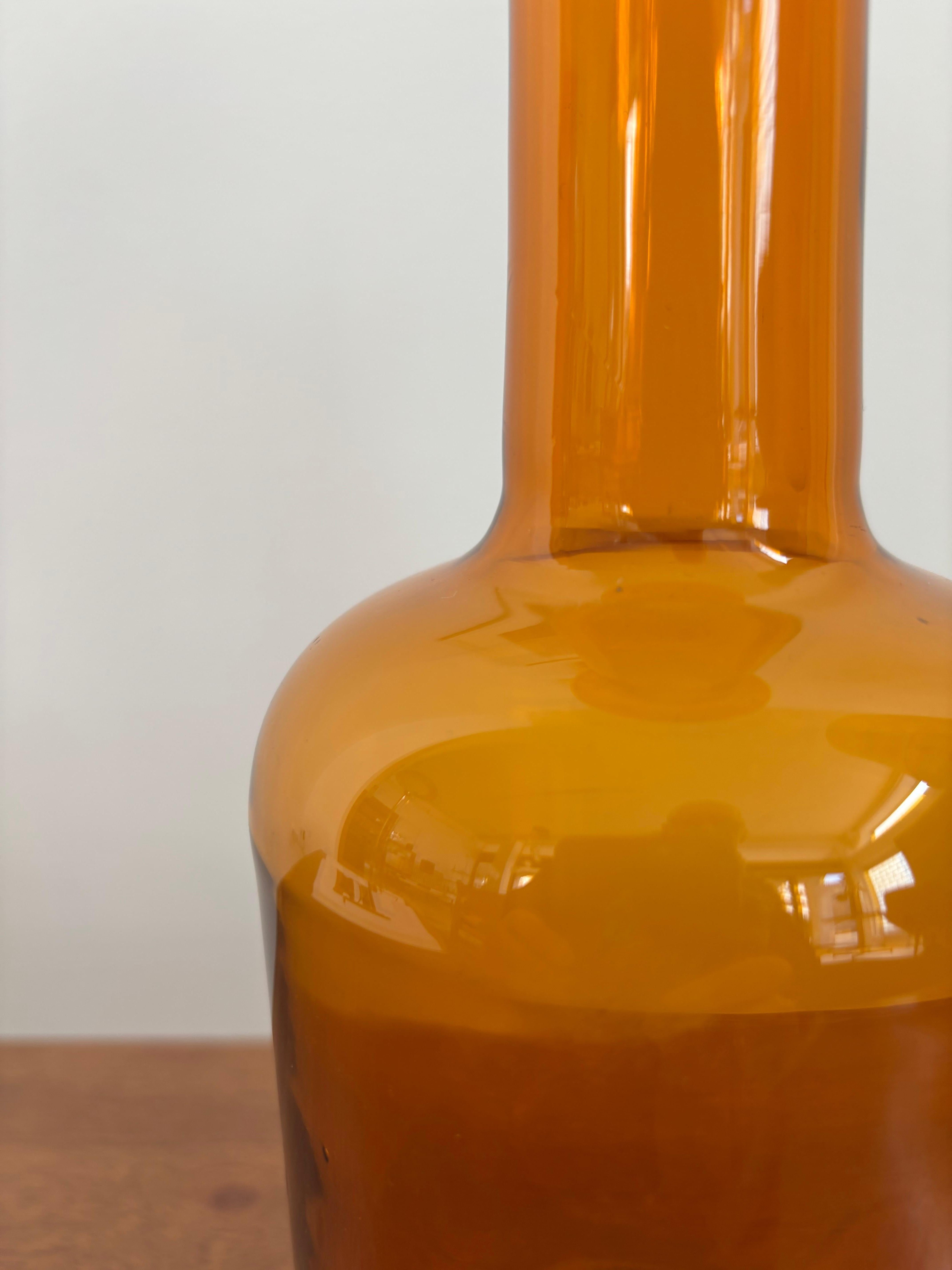 Otto Brauer Scandinavian Yellow Glass Vase Bottle for Holmegaard, 1960s 2