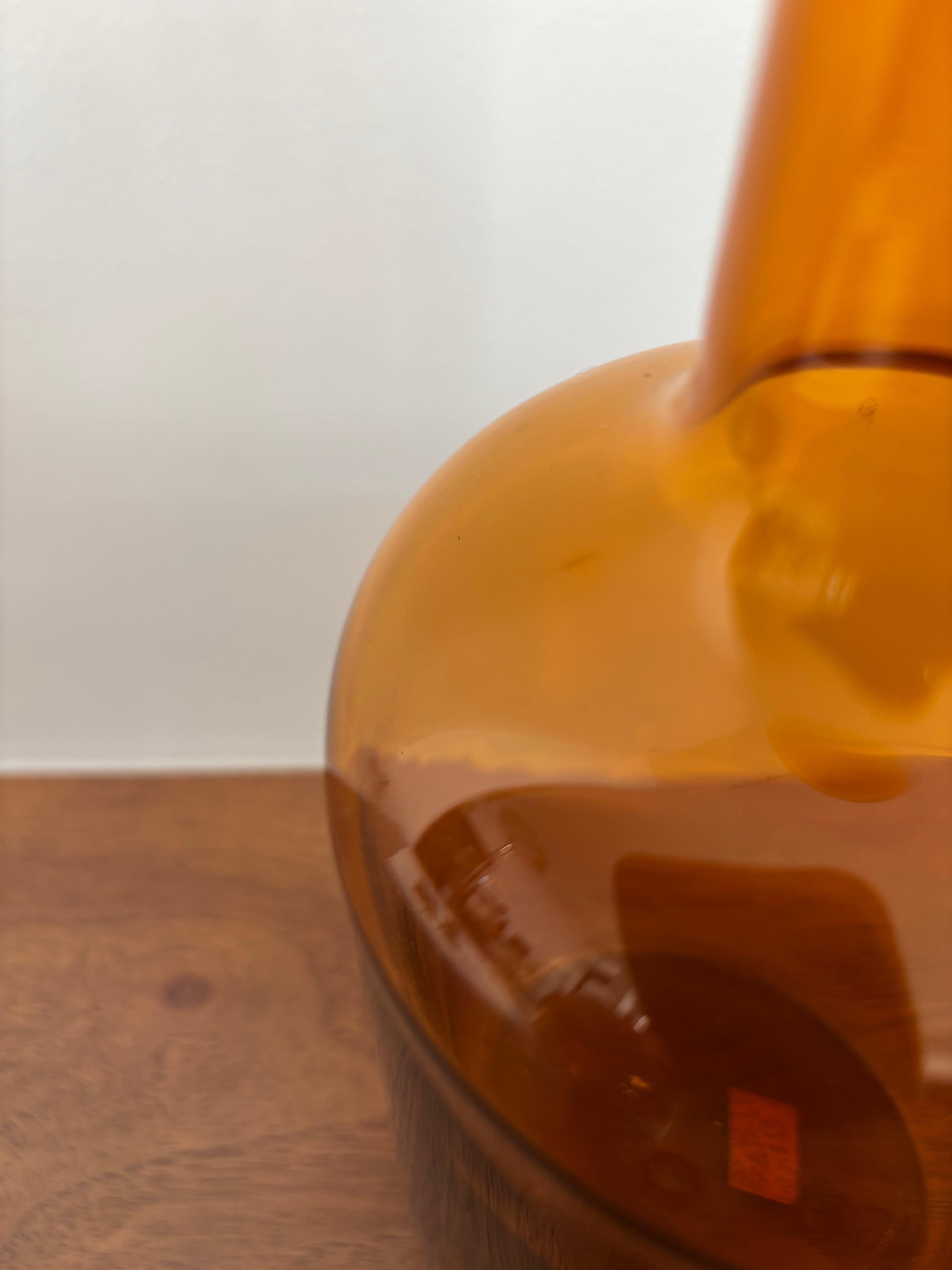 Otto Brauer Scandinavian Yellow Glass Vase Bottle for Holmegaard, 1960s 3