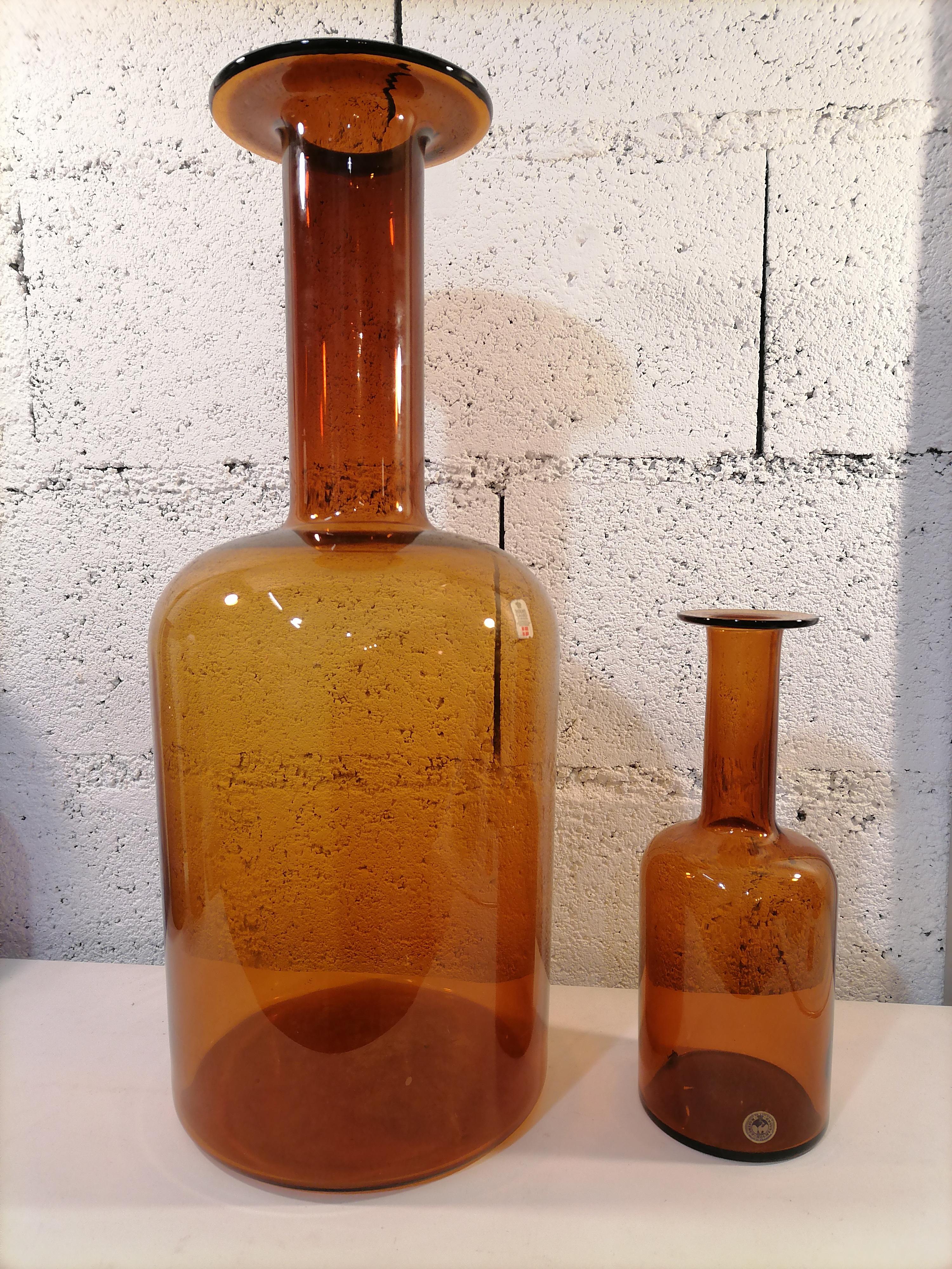 Otto Brauer Set of 4 Scandinavian Vases Bottles Holmegaard 1960 In Good Condition For Sale In Toulouse, Midi-Pyrénées