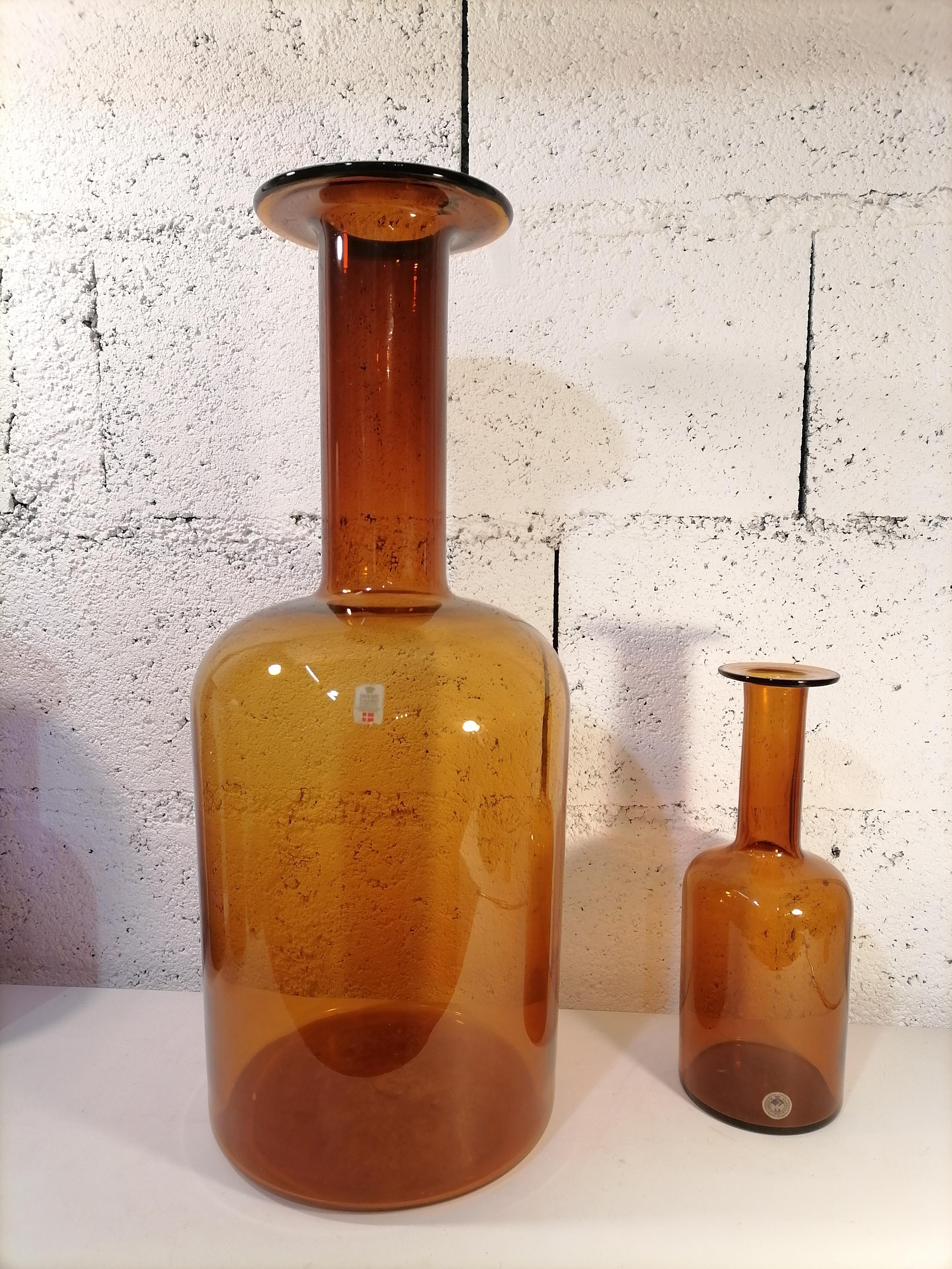 Mid-20th Century Otto Brauer Set of 4 Scandinavian Vases Bottles Holmegaard 1960 For Sale