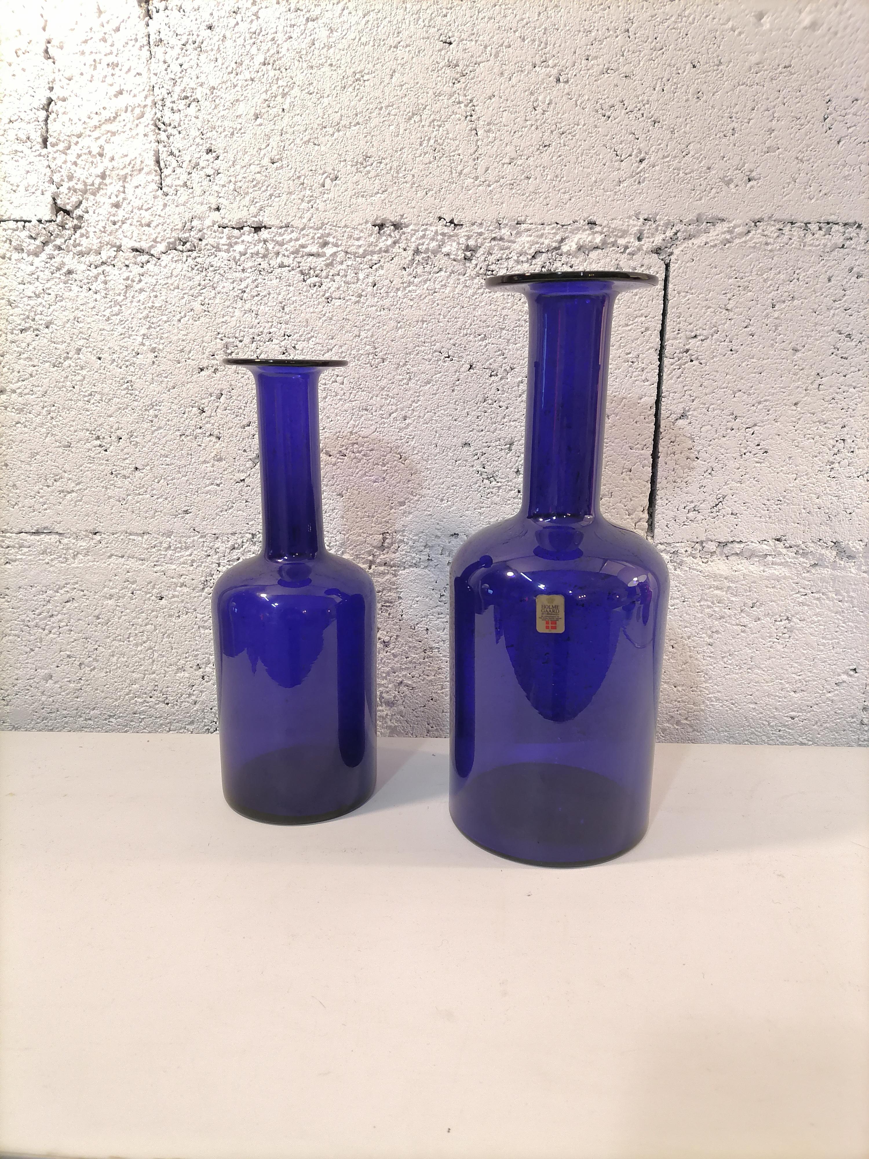 Glass Otto Brauer Set of 4 Scandinavian Vases Bottles Holmegaard 1960 For Sale
